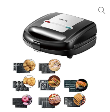Double Sided Heating Non Stick 750w 8 in 1 Waffle Iron Panini Press Sandwich Maker with Removable Plates for Breakfast