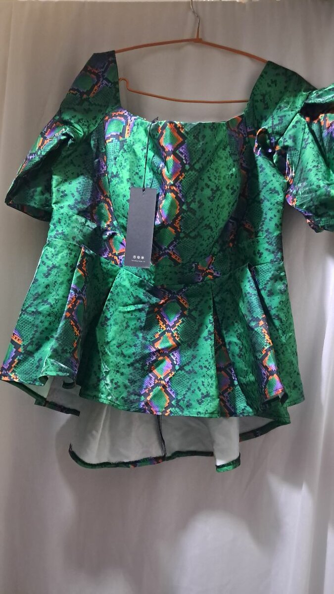 Blouse vintage verte imprimée