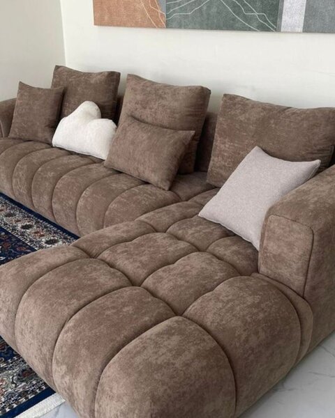 Canapé modulaire en velours marron