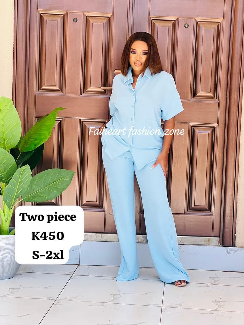 Women's Set Light Blue Short Sleeve shirt and pants Sizes: S,M,L,XL,2XL