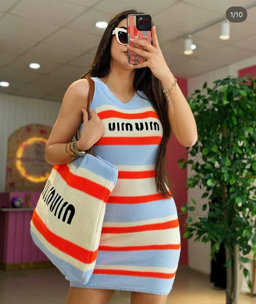Striped Knit Mini Dress