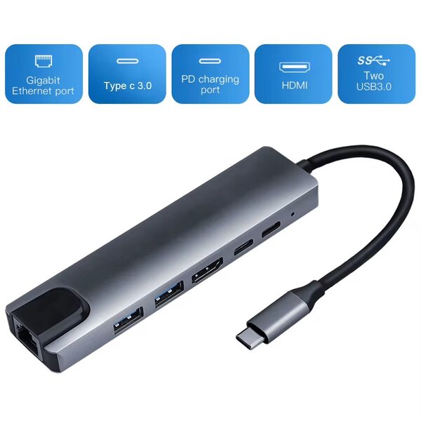 Hub USB-C 6-en-1 Multiport