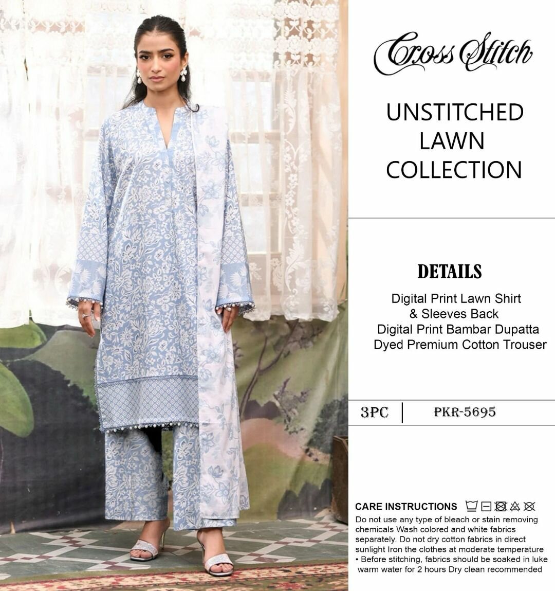 Lady's 3pc Unstich Suits Lawn Colection 2025