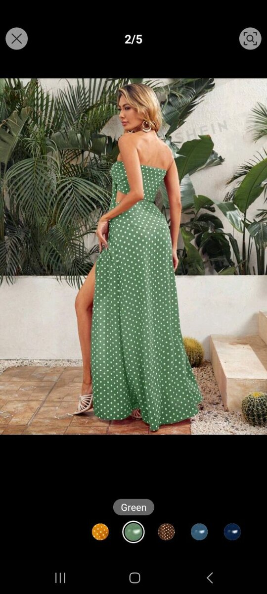 Women VCAY strapless polka dots crop top and slit skirts