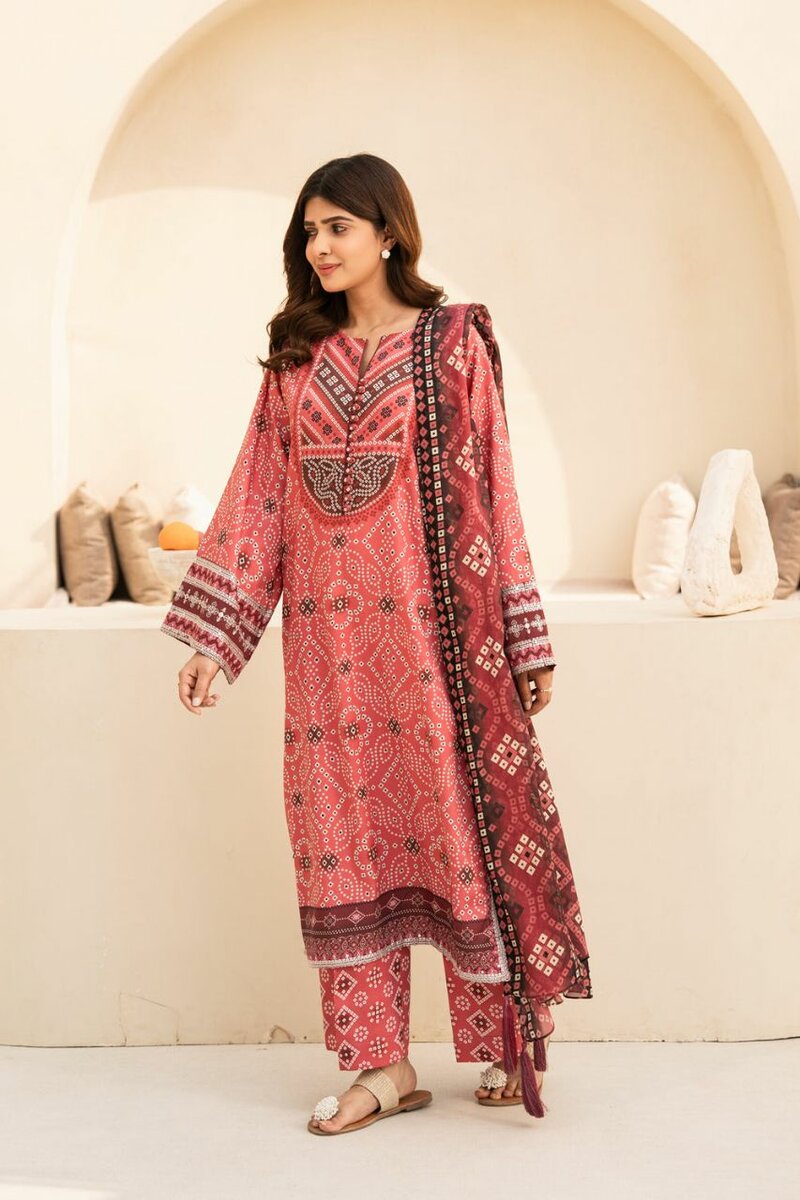 Stitch embroidered lawn 3piece