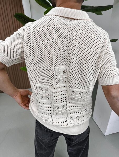 Polo tricoté ajouré homme