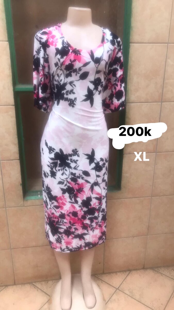 Women's white dress with floral print, size XL