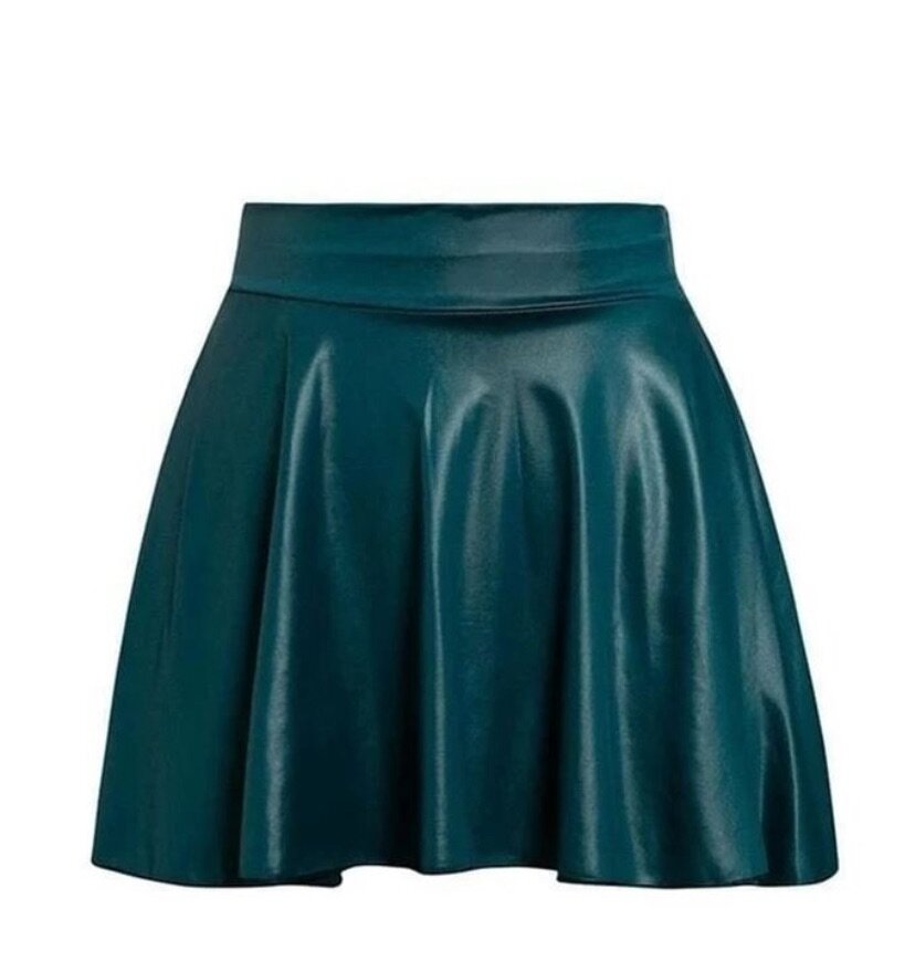 Spring Autumn Women Black Faux Leather Skirts High Waist Clu