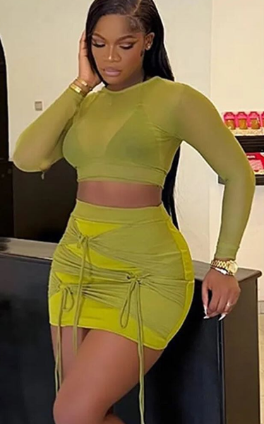 Suit with a skirt green