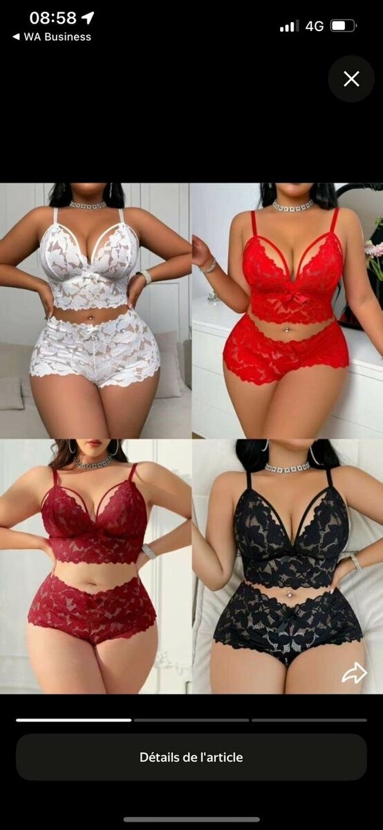 Ensemble lingerie dentelle sexy