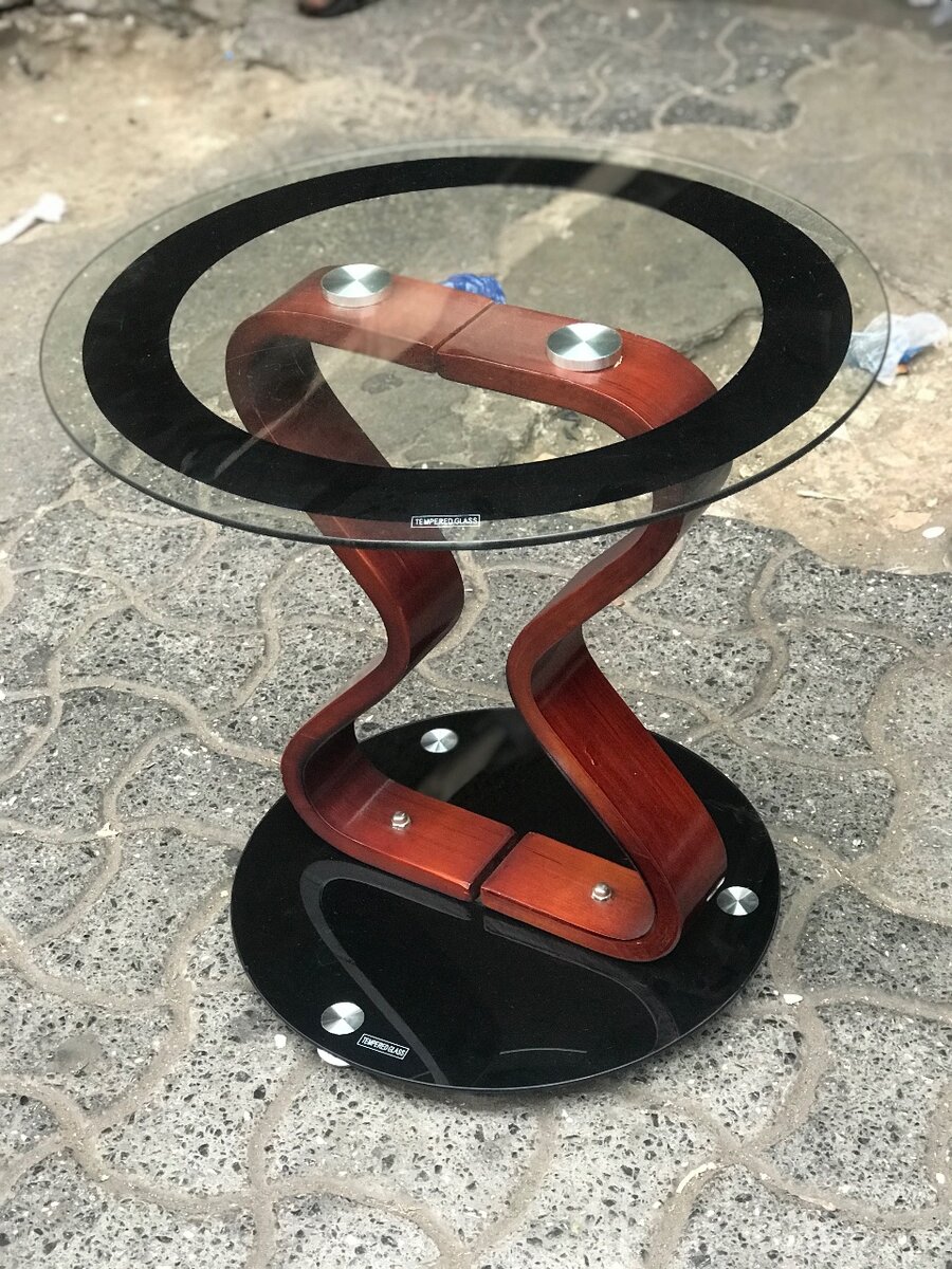 Glass Center table with wooden legs