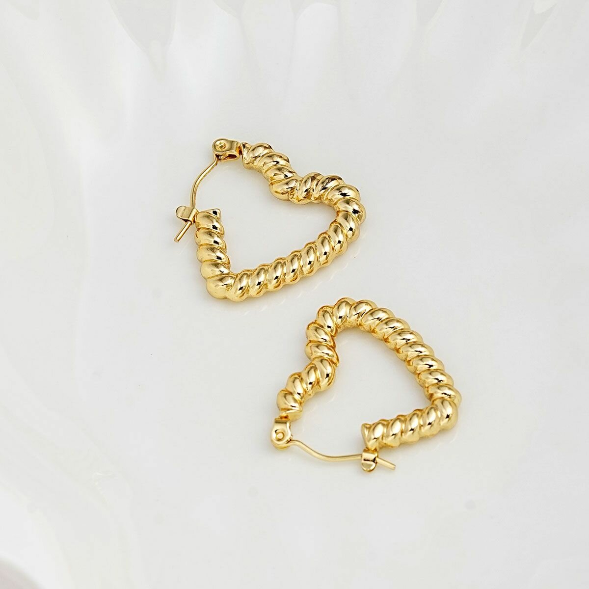 Spiral Heart Gold Plated Hoop Earrings