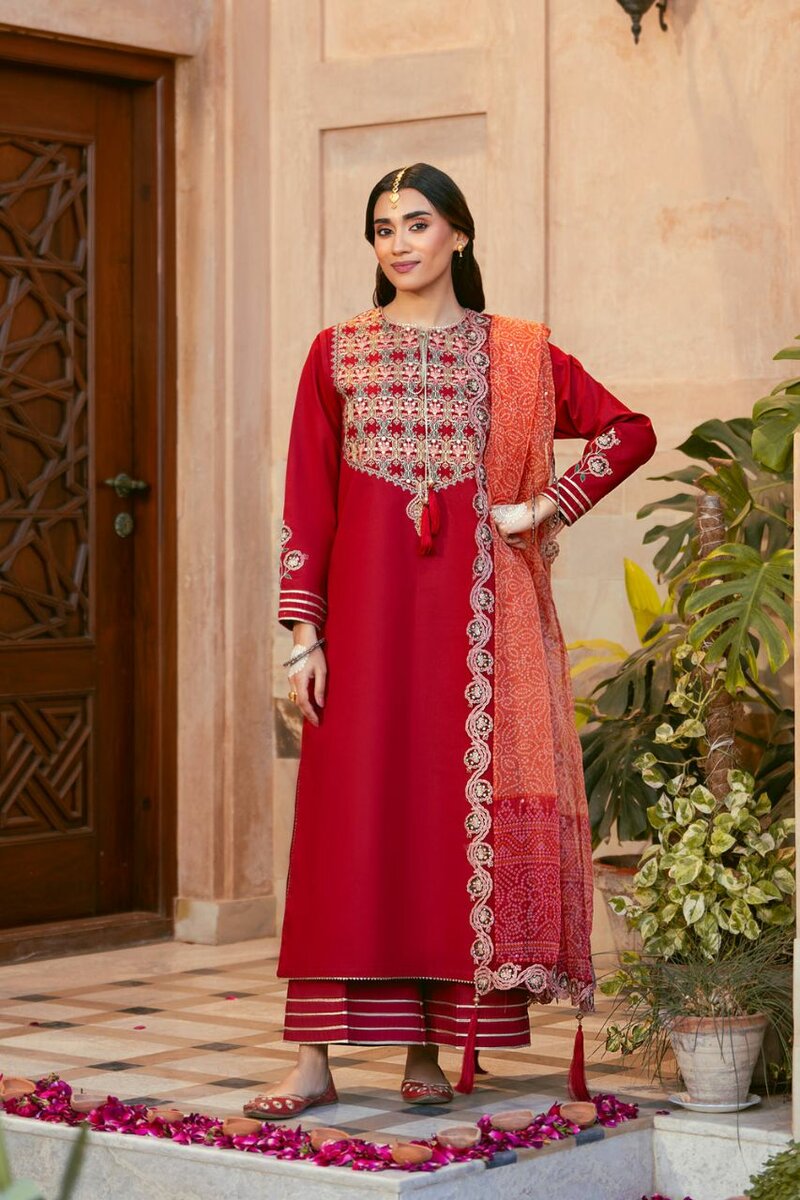 Stitched embroidered lawn 3 piece