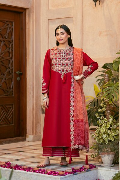 Stitched embroidered lawn 3 piece