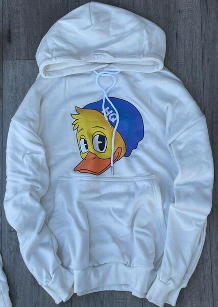 Sweat à capuche blanc imprimé