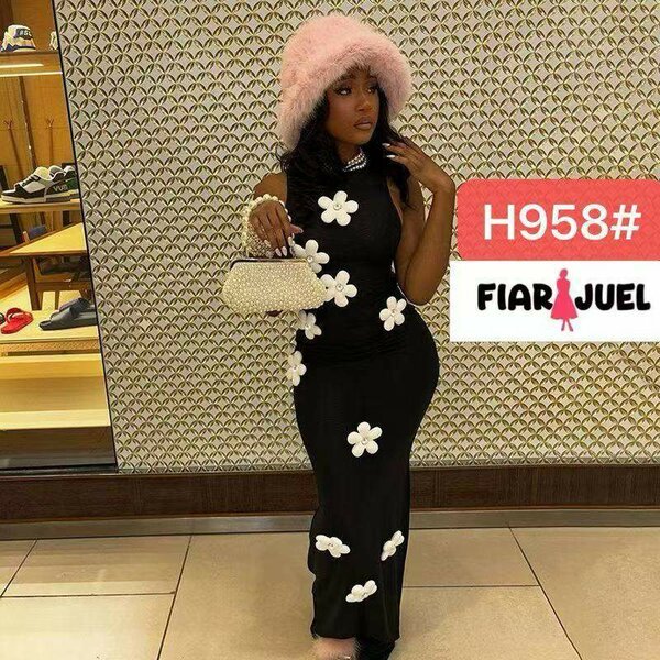 Robe longue à fleurs