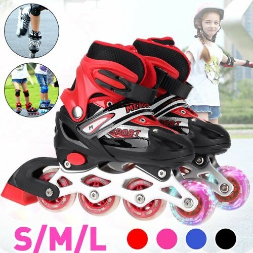 Illuminating Wheels Adjustable Inline Skates Shoes Roller Ge
