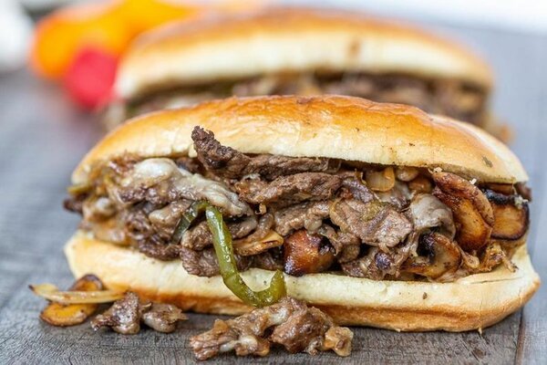 Beef Philly cheese sandwich