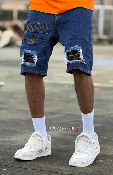 Short en jean déchiré homme