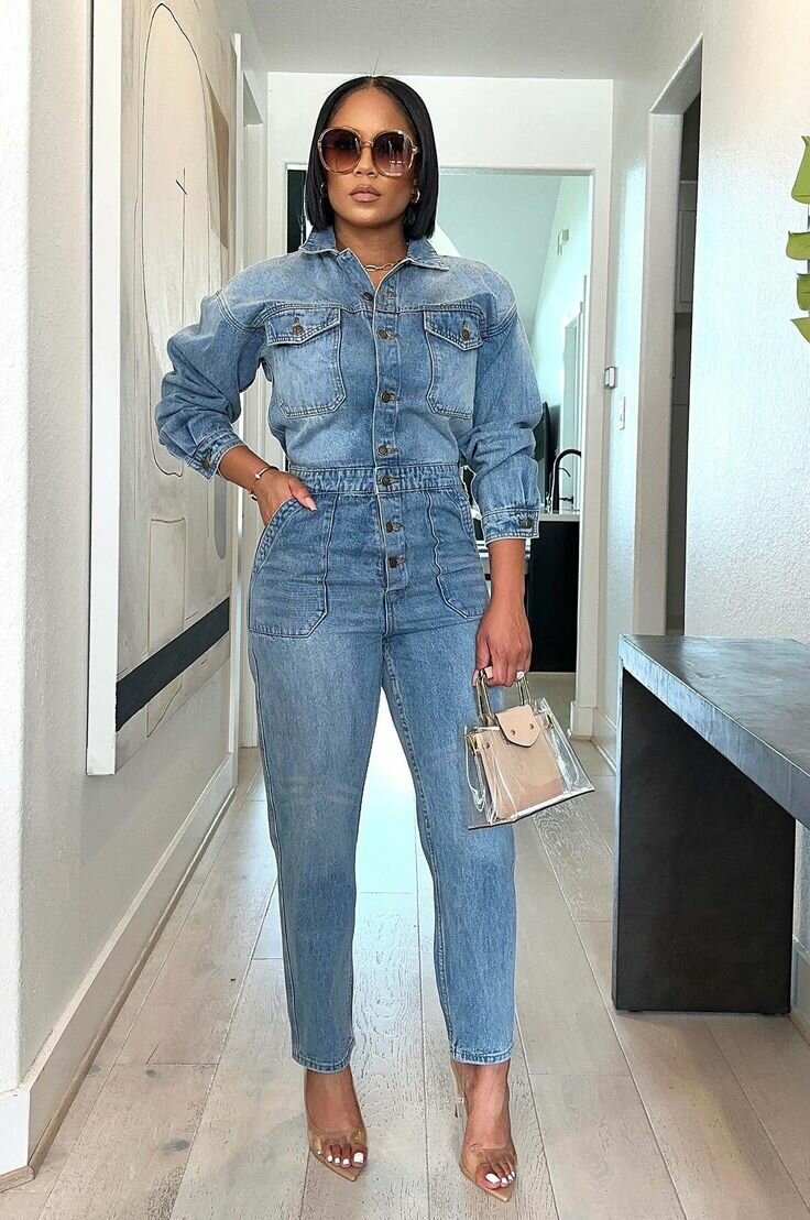 Combinaison en denim tendance femme