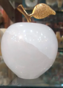 Real Natural Marble Onyx Desktop Apple Shape Clock.