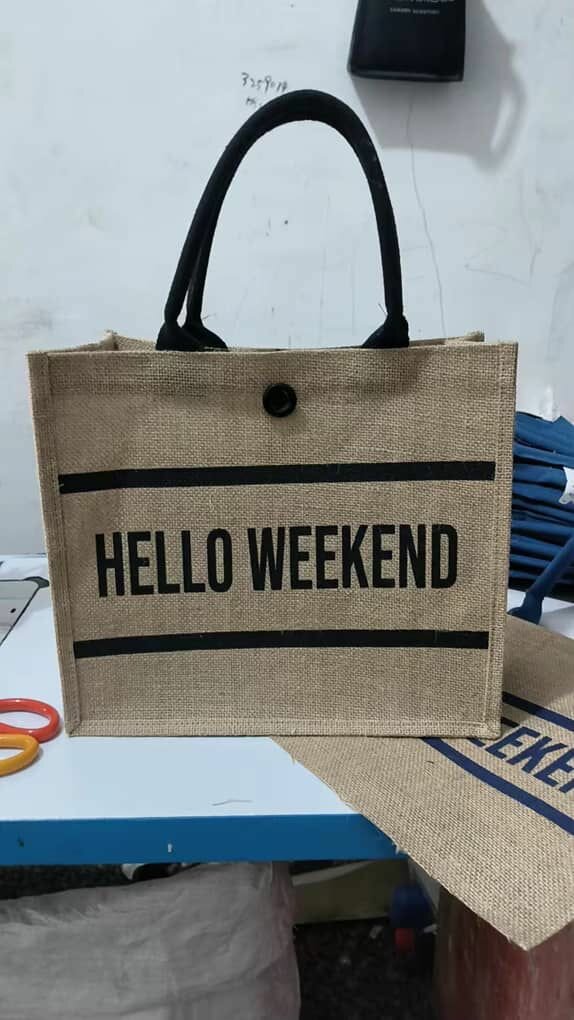 Sac en jute "Hello Weekend"