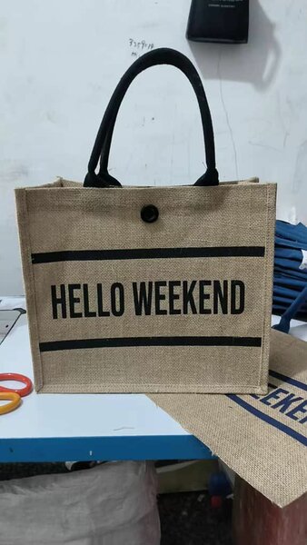 Sac en jute "Hello Weekend"