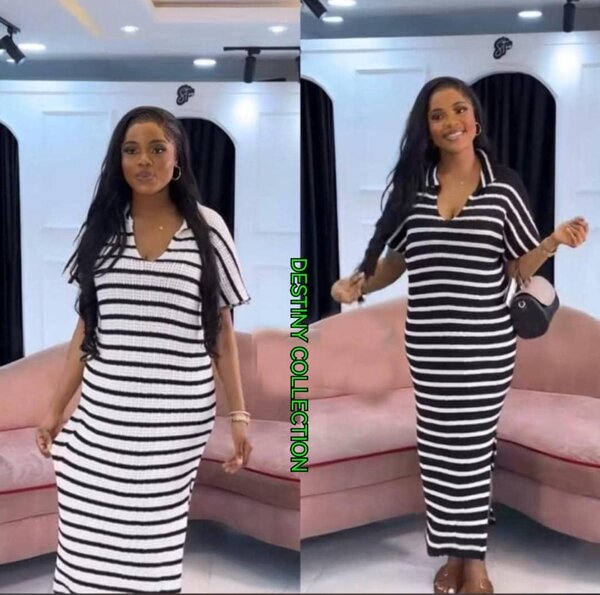 Robe Rayée Élégante Femme