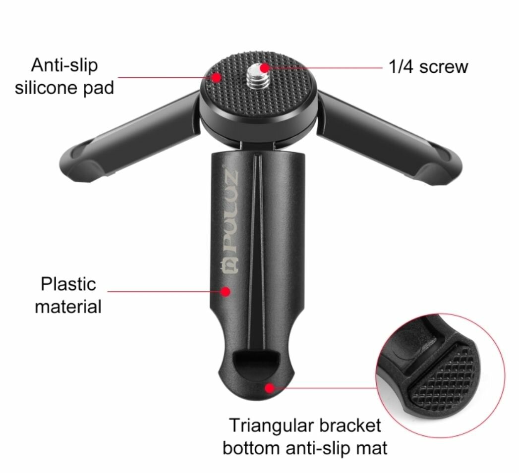 Trépied en plastique pliant Portable Puluz pour téléphones