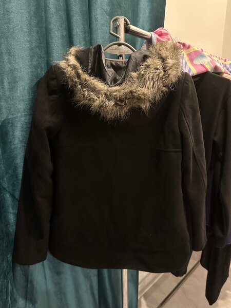 Black hooded coat