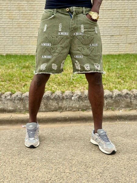 Short en jean vert décontracté