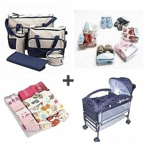 Berceau Lit Inoxydable + Sac à Langer + Ensemble Grenouillère + 7 Paire De Chaussures - Multicolore