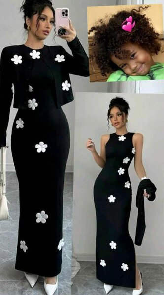 Robe élégante noire florale
