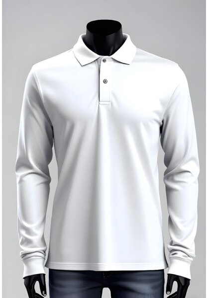 Polo à manches longues blanc