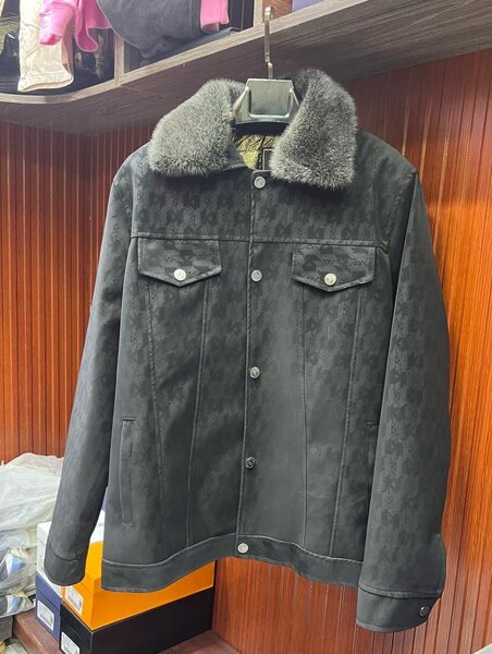 Veste en cuir noir homme