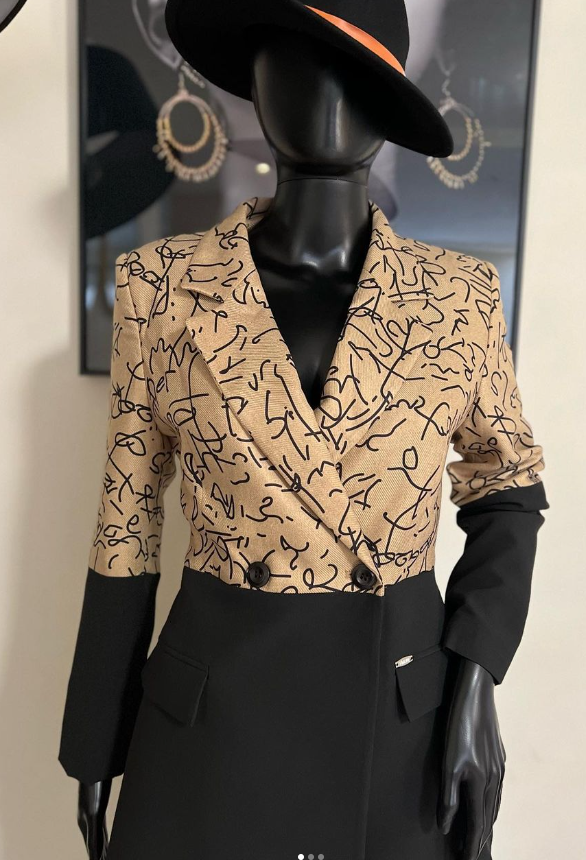 Veste femme avec empiècement beige