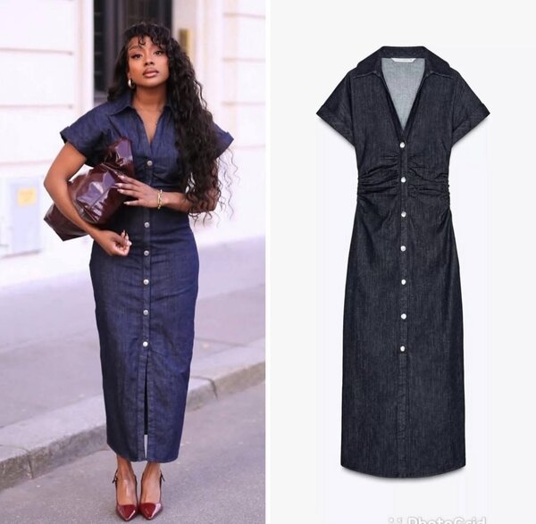 Robe en jean boutonnée élégante