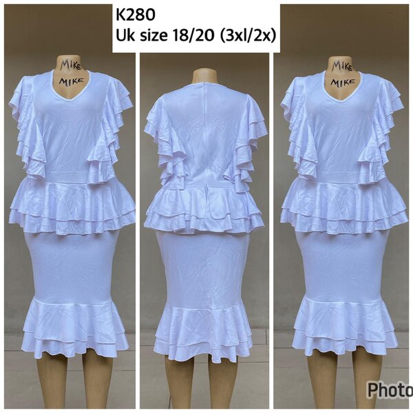 white dress with flounces without sleeves