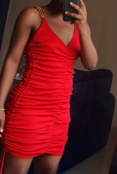 Red cotton stretchy dress