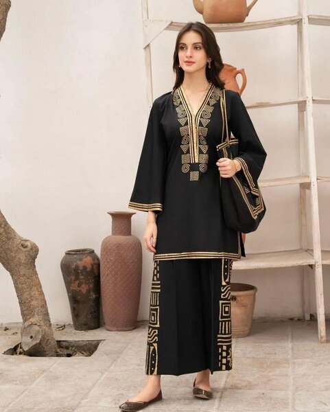 2pc Linen Printed suit