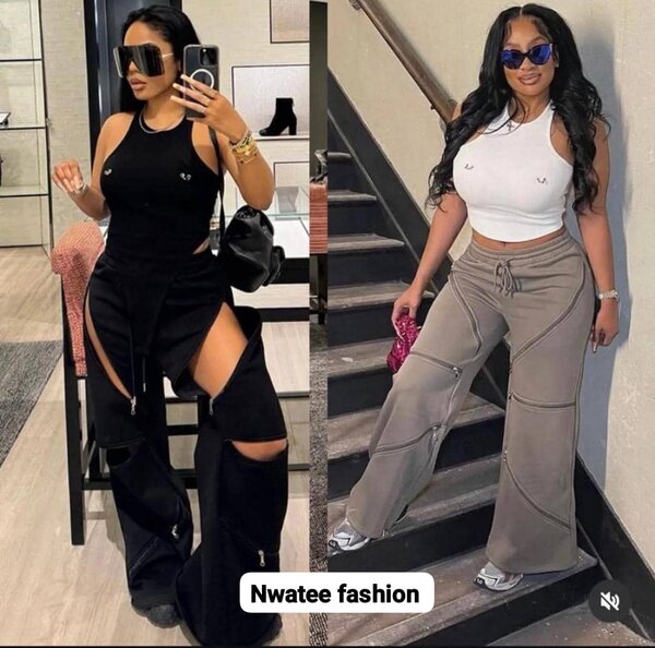 Pantalons trendy à découpes