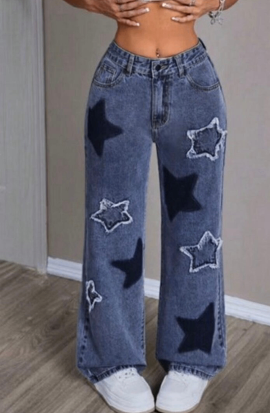 Jeans évasés étoiles femme