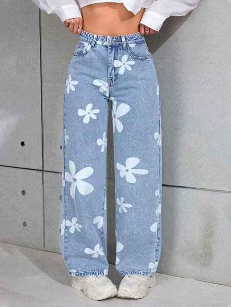 Jeans fleuris tendance femme