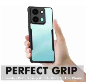 Infinix Note 30 Under protection Hybrid Armor Cover with Camera Protection (Transparent Black)