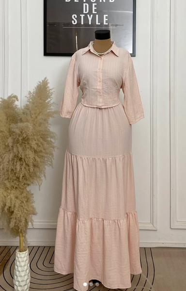 COMFY TEXTURED MAXI TWO PIECE SET.