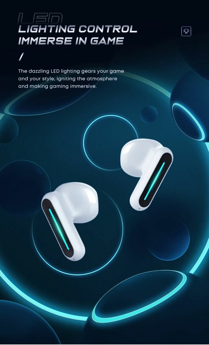Écouteurs Gaming Sans Fil LED