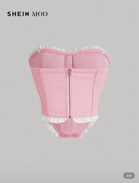 Bustier rose en dentelle