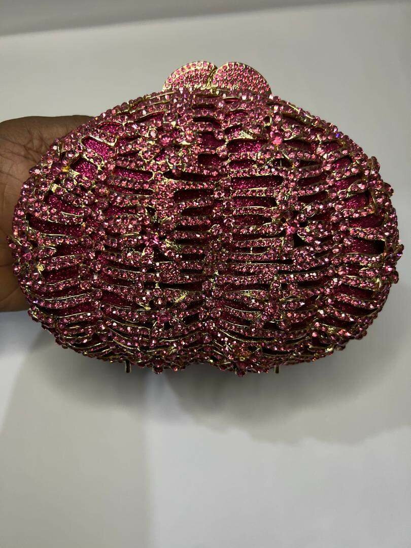 Fuchsia Pink Oval Clutch Purse