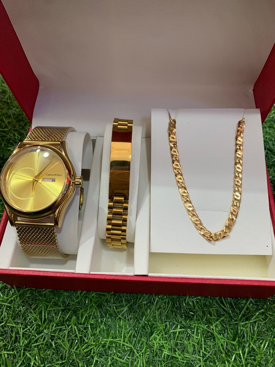 Rolex watch with bracelet and necklace