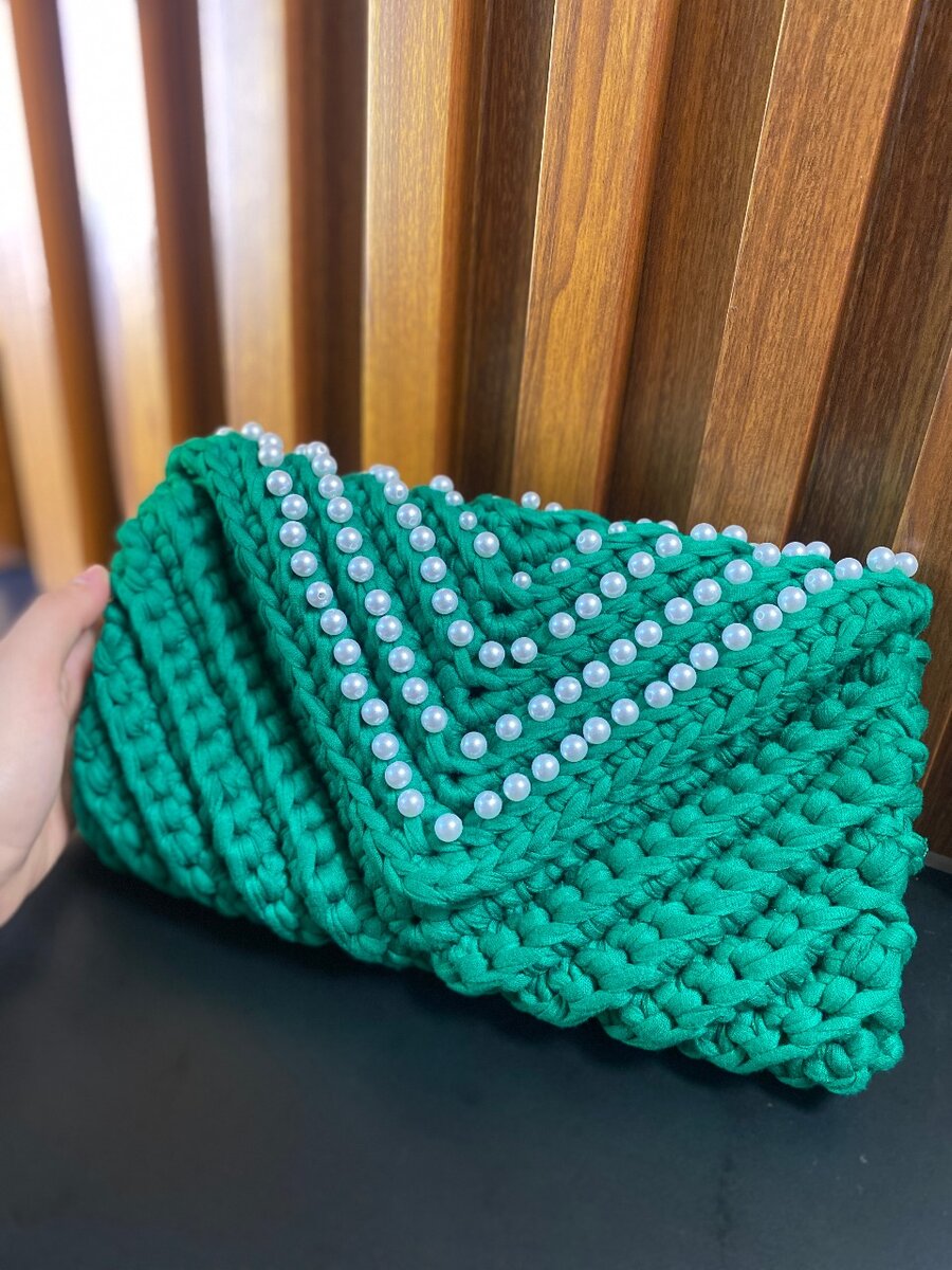 sac au crochet vert